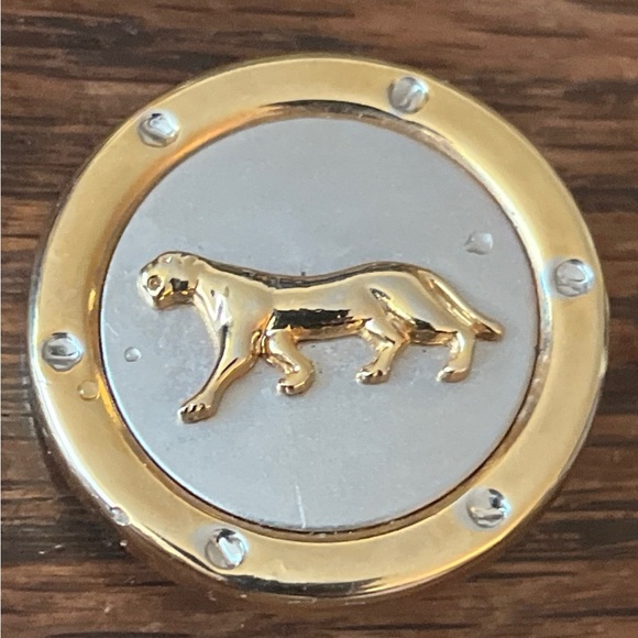 Vintage Earrings Round Jaguar Silver and Gold Gorgeous Clip On - Picture 5 of 6